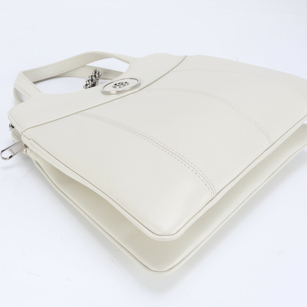 新品同様 グッチ GG シルバー チェーン ショルダー レザー 2WAY トート バッグ 斜め掛け ハンド 745918 レディース EEE BW9-5