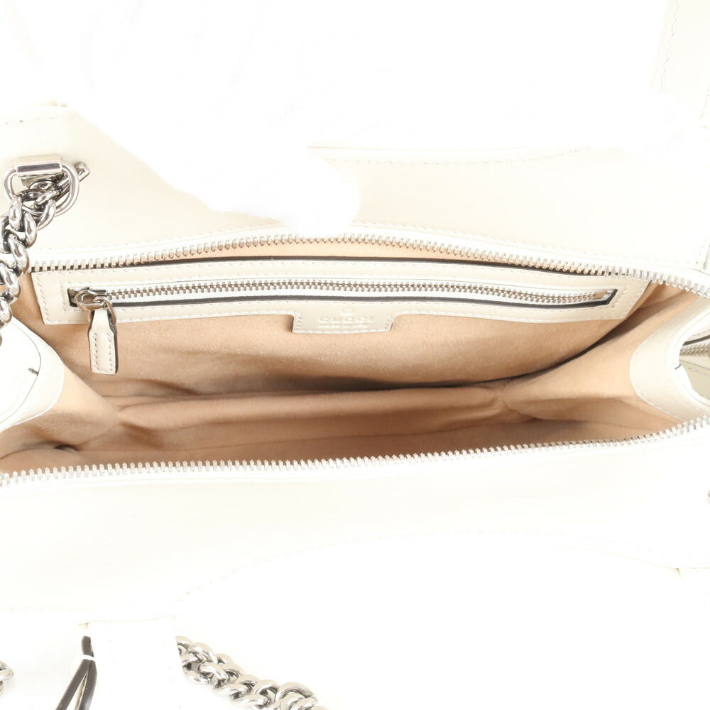 新品同様 グッチ GG シルバー チェーン ショルダー レザー 2WAY トート バッグ 斜め掛け ハンド 745918 レディース EEE BW9-5