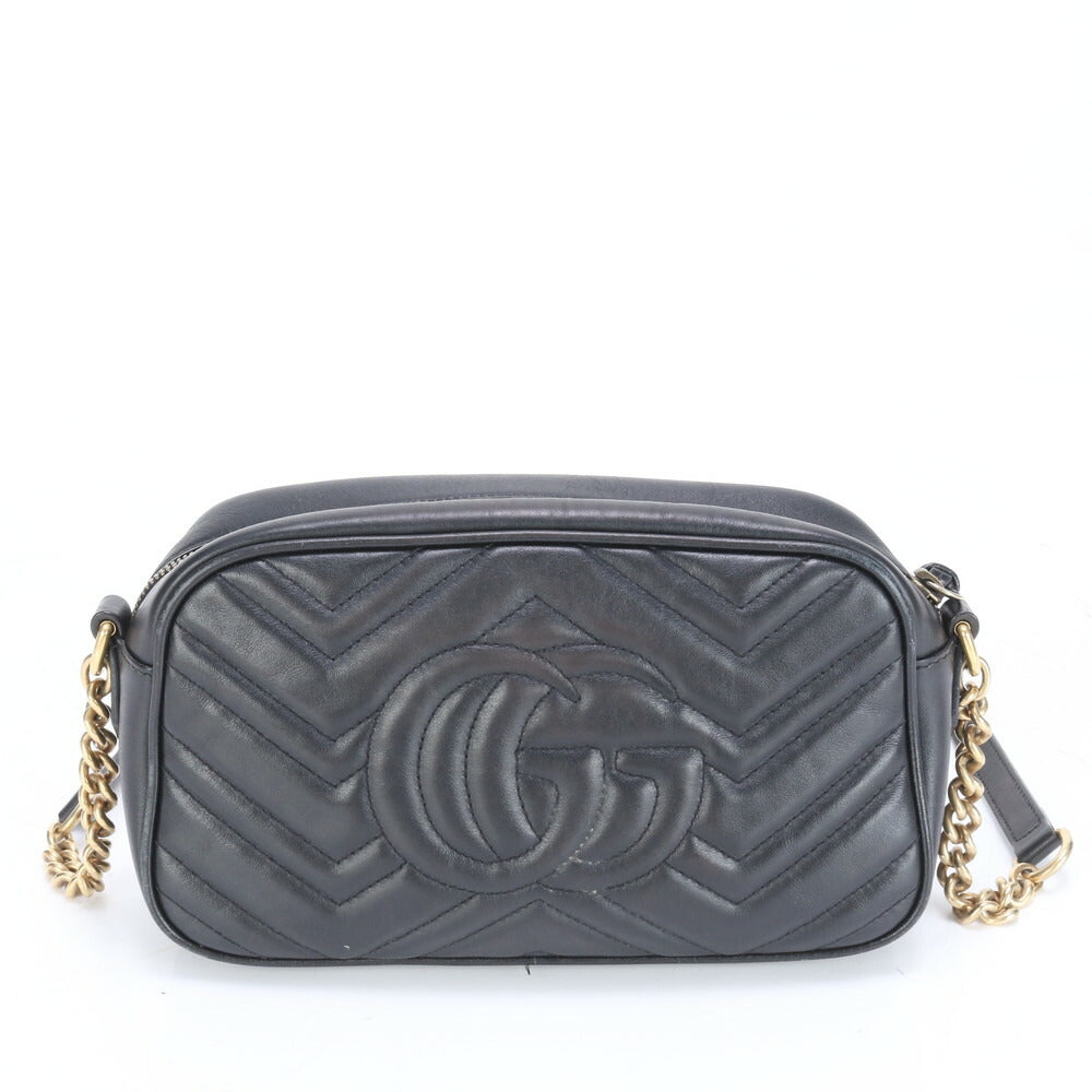 美品 グッチ GG マーモント キルティング レザー チェーン ショルダーバッグ 斜め掛け ハンド トート 447632 レディース ECE BX2-2