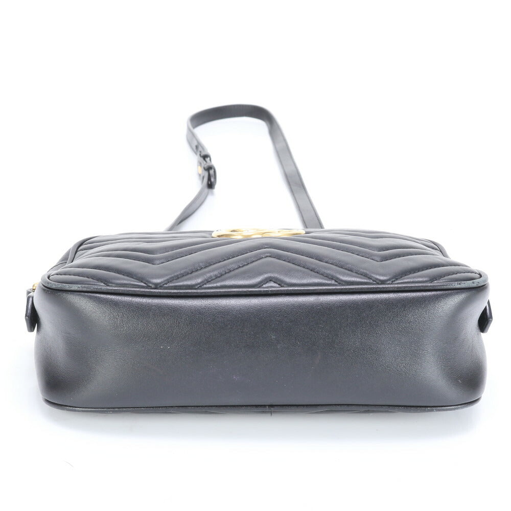 美品 グッチ GG マーモント キルティング レザー チェーン ショルダーバッグ 斜め掛け ハンド トート 447632 レディース ECE BX2-2