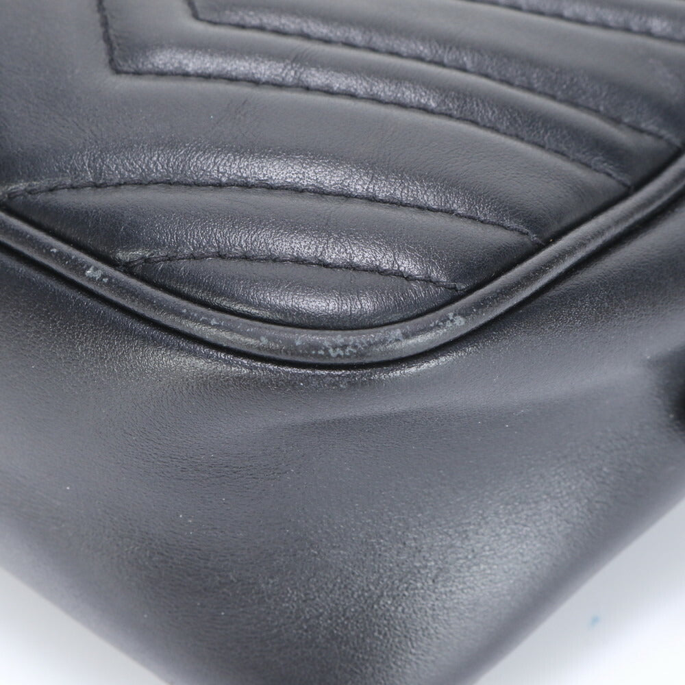 美品 グッチ GG マーモント キルティング レザー チェーン ショルダーバッグ 斜め掛け ハンド トート 447632 レディース ECE BX2-2