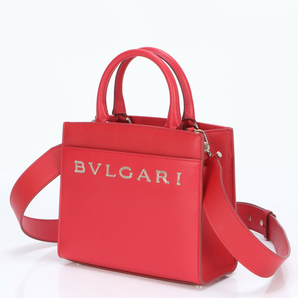 未使用 ブルガリ RFID付 ロゴ レザー 2WAY ショルダーバッグ 斜め掛け クロスボディ ハンド トート レディース EEE BX7-2