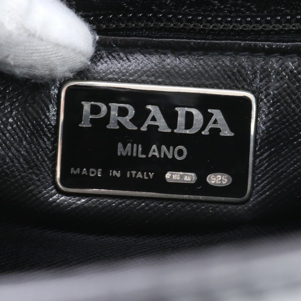 プラダ レザー 2WAY ショルダーバッグ 斜め掛け ハンド トート 本革 ブラック 黒 ゴールド金具 レディース RRM BY9-2