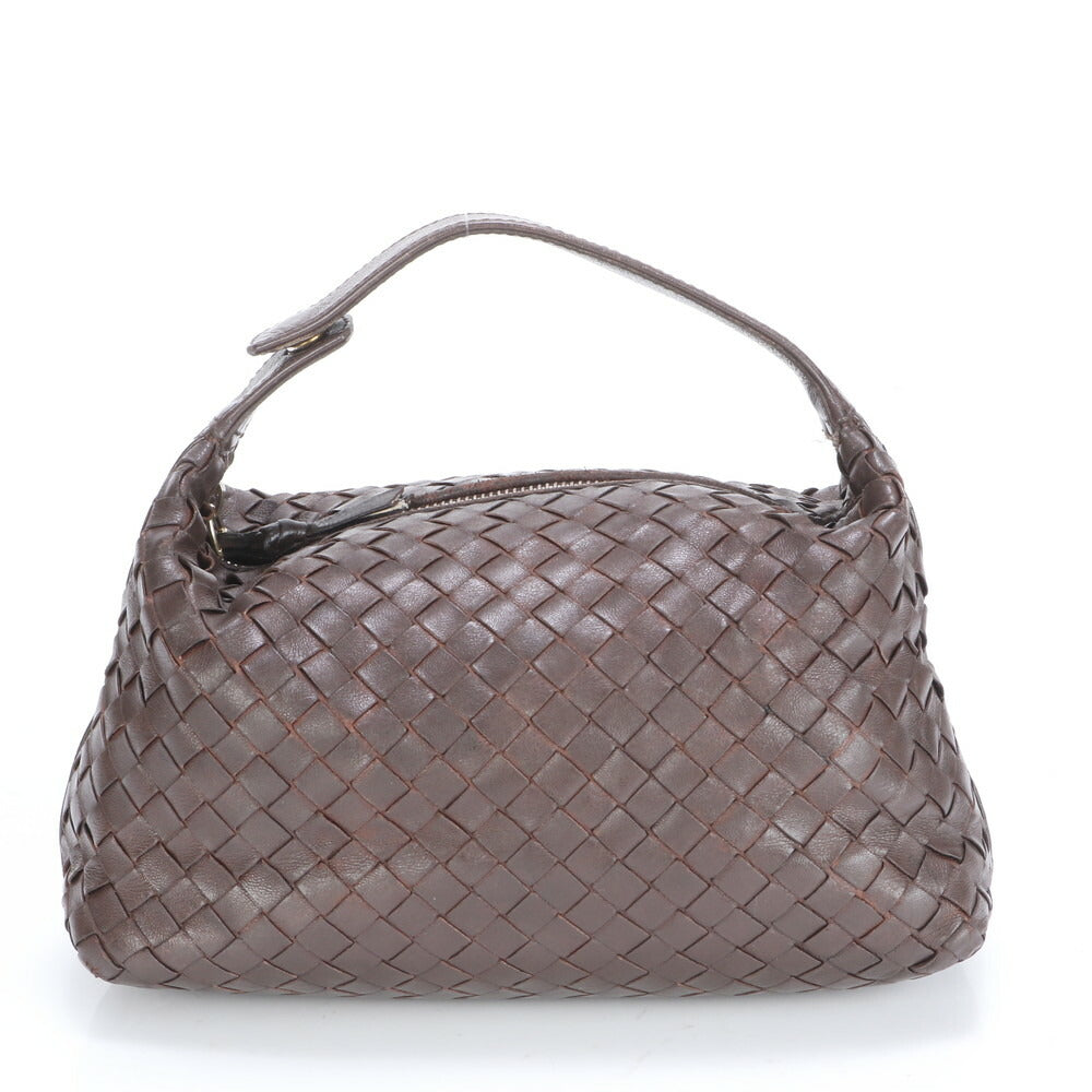 極美品 ボッテガヴェネタ イントレチャート レザー ハンドバッグ 本革 ブラウン 茶色 ブランド レディース RUM CU20-2