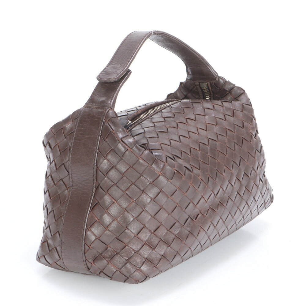 極美品 ボッテガヴェネタ イントレチャート レザー ハンドバッグ 本革 ブラウン 茶色 ブランド レディース RUM CU20-2