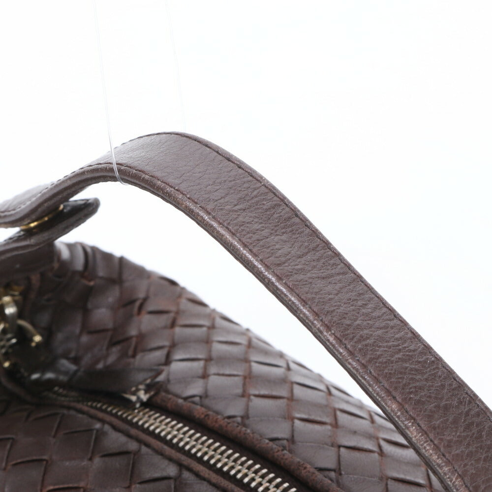 極美品 ボッテガヴェネタ イントレチャート レザー ハンドバッグ 本革 ブラウン 茶色 ブランド レディース RUM CU20-2