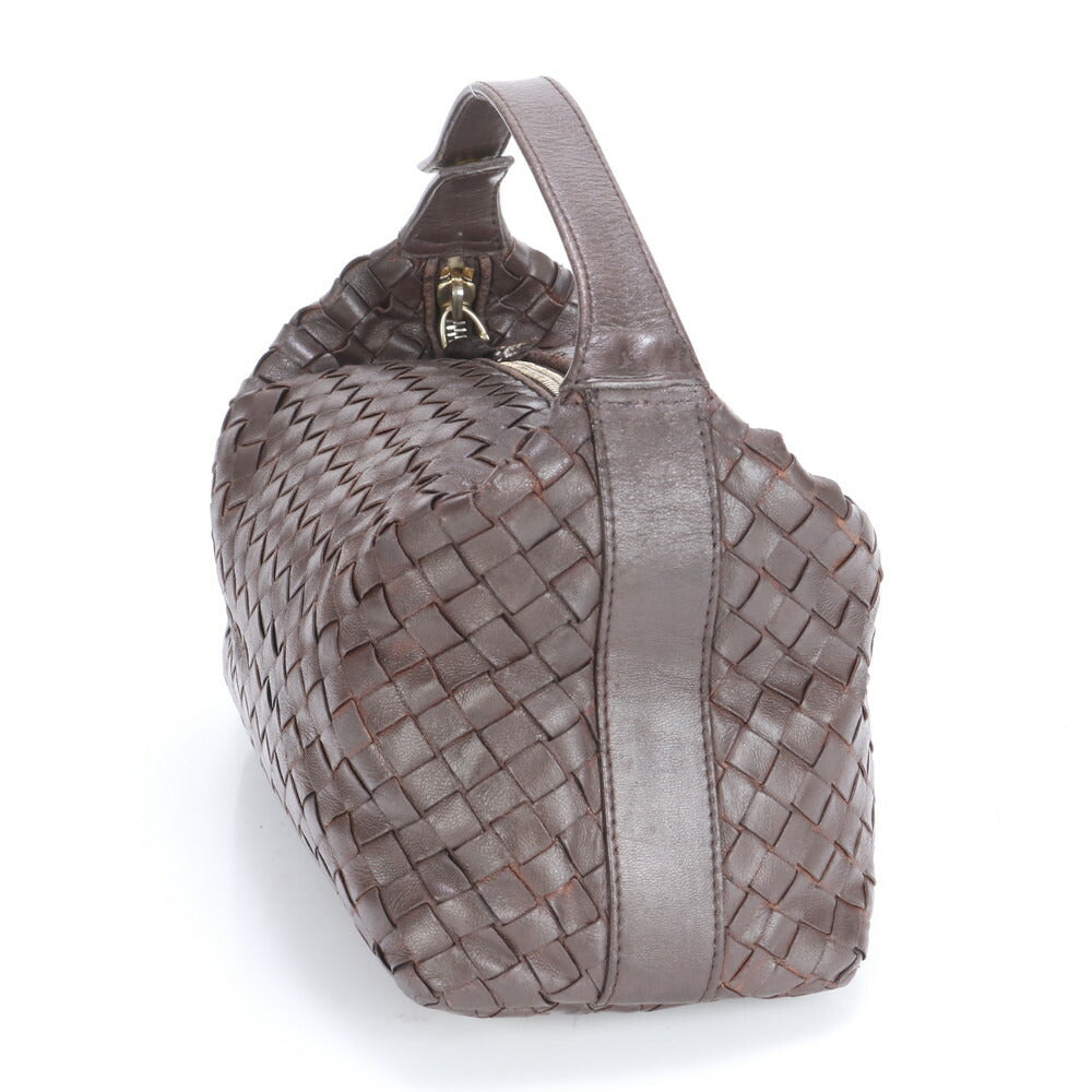 極美品 ボッテガヴェネタ イントレチャート レザー ハンドバッグ 本革 ブラウン 茶色 ブランド レディース RUM CU20-2