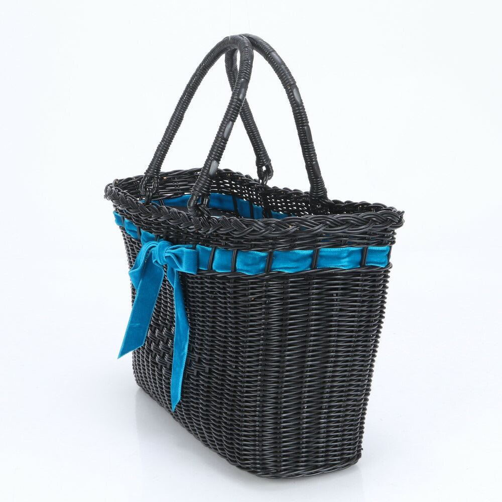 美品 アナスイ かご バッグ リボン バスケット トート 肩掛け ショルダー ハンド ブラック レディース EUE CA9-4