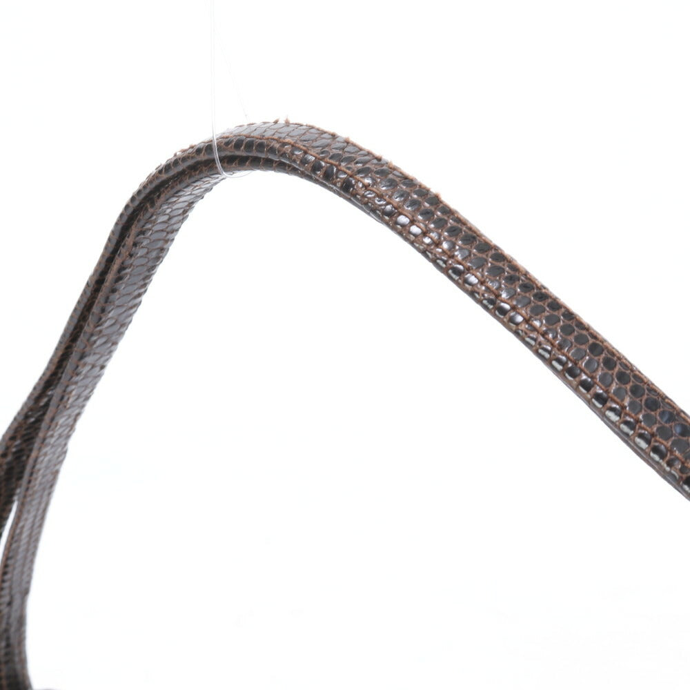 美品 ヴィンテージ グッチ リザード レザー ショルダーバッグ 肩掛け トート ハンド 本革 ブラウン 茶色 レディース MUM CA19-3