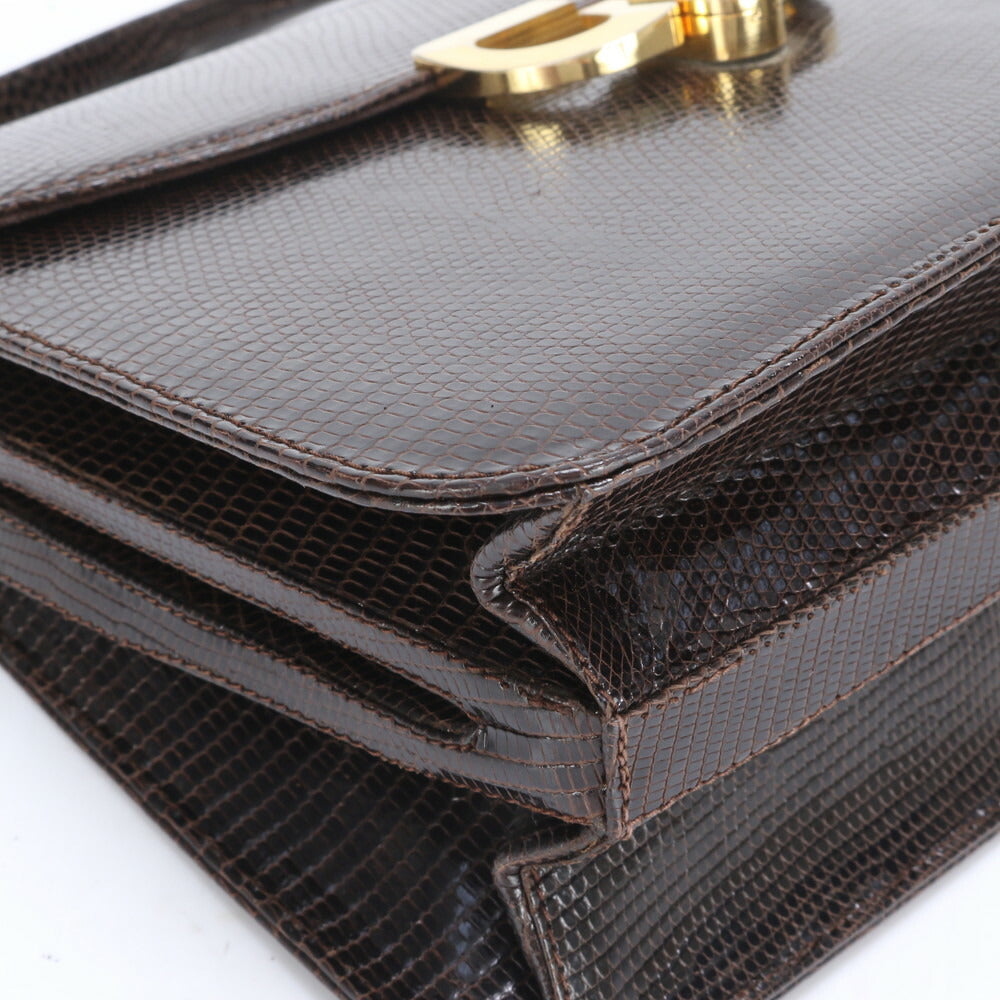 美品 ヴィンテージ グッチ リザード レザー ショルダーバッグ 肩掛け トート ハンド 本革 ブラウン 茶色 レディース MUM CA19-3