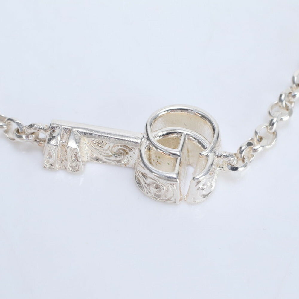 極美品 グッチ シルバー 925 7.8g ダブル G キーチャーム ブレスレット 鍵 モチーフ アクセサリー バングル レディース RRE CG23-3