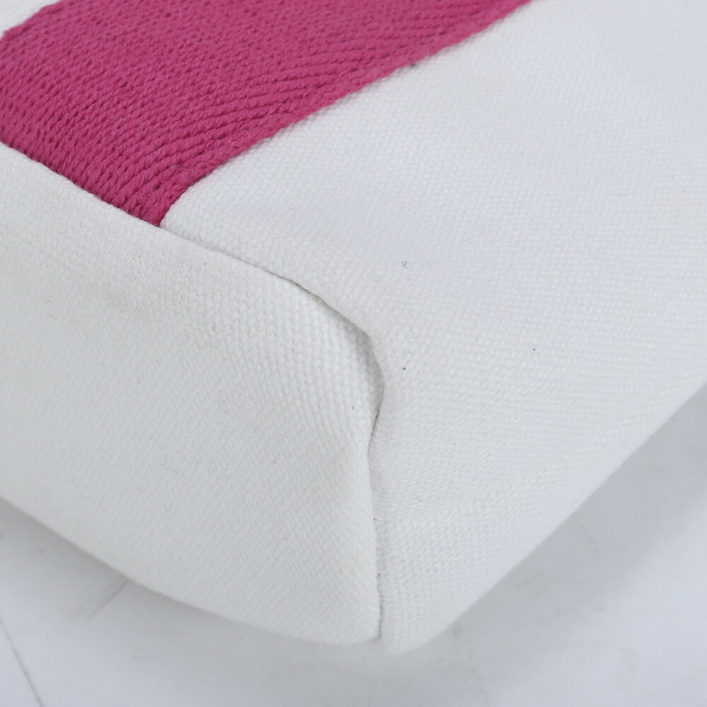 新品同様 クロエ レザー キャンバス 2WAY ショルダーバッグ 斜め掛け ハンド トート ホワイト ピンク レディース RRM CB24-7