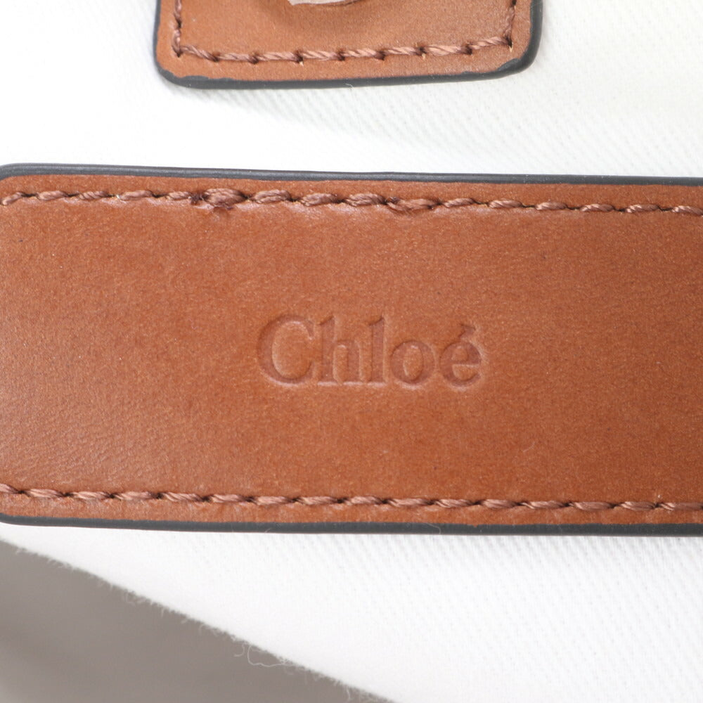 新品同様 クロエ レザー キャンバス 2WAY ショルダーバッグ 斜め掛け ハンド トート ホワイト ピンク レディース RRM CB24-7