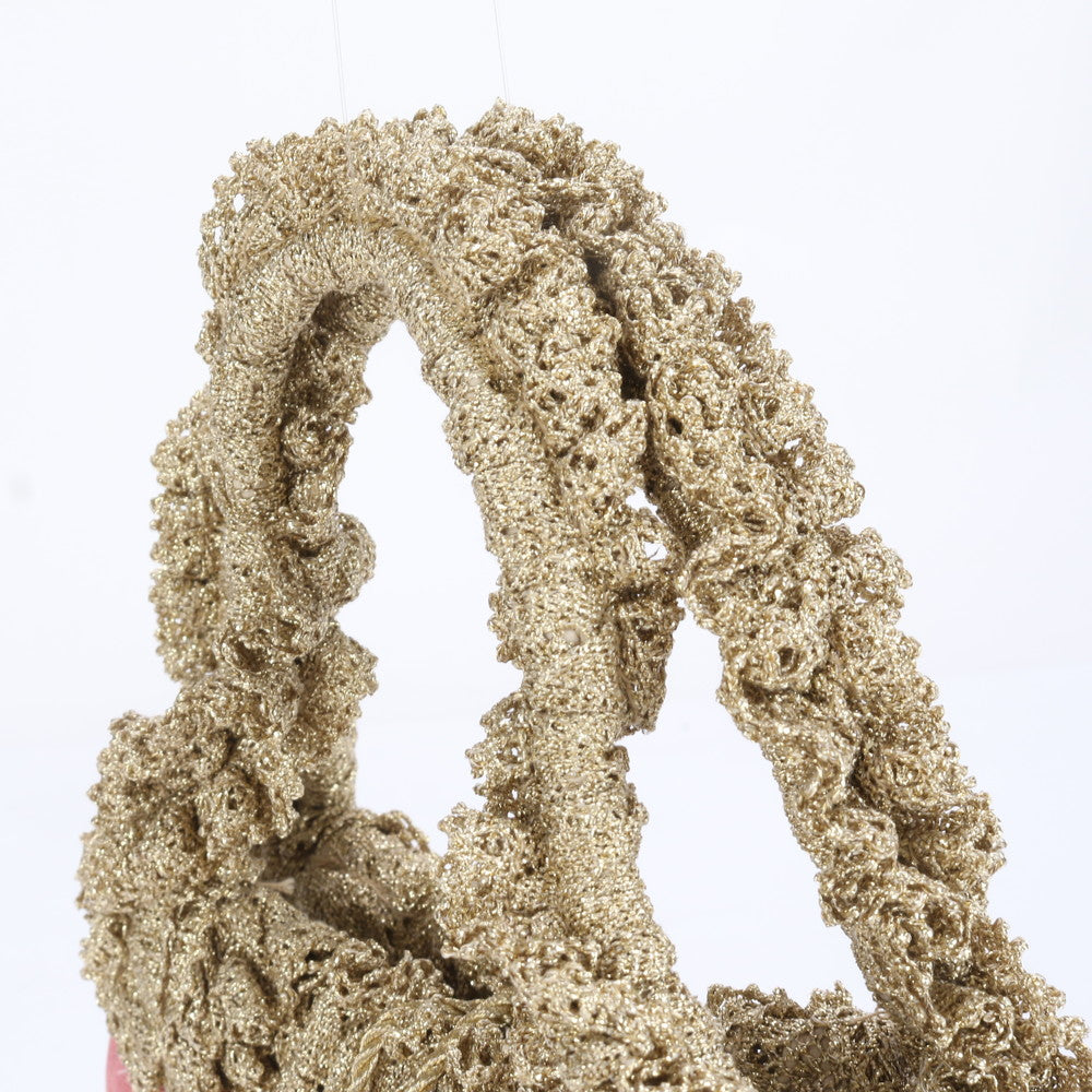 美品 ワコー フラワー 花柄 ストライプ レザー キャンバス トート バッグ 肩掛け ショルダー ハンド ピンク レディース RRE CC14-5