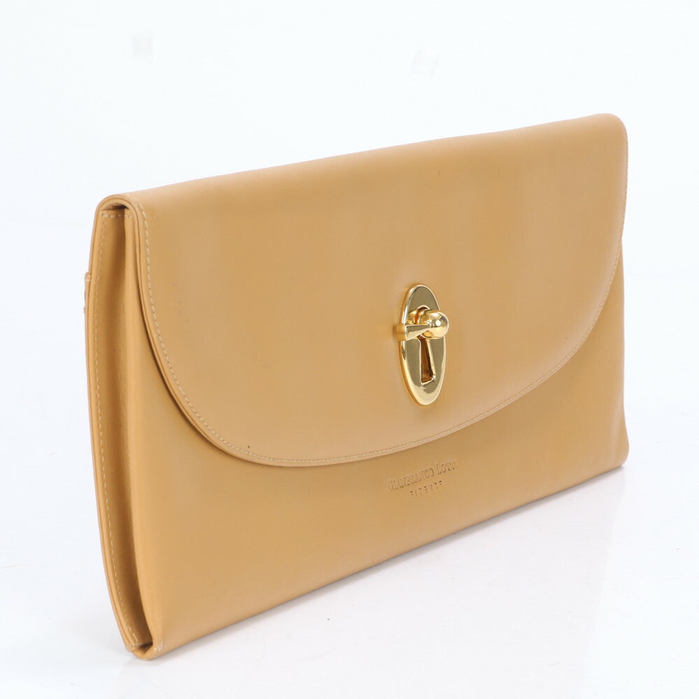 美品 GIANFRANCO LOTTI ジャンフランコロッティ ベージュ レザー クラッチ バッグ ハンド ポーチ 本革 レディース MMM CC18-1