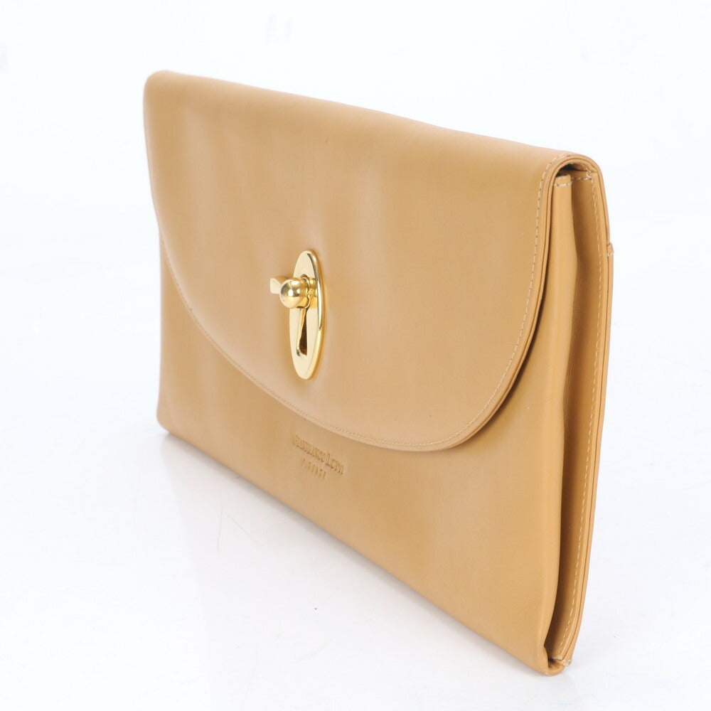 美品 GIANFRANCO LOTTI ジャンフランコロッティ ベージュ レザー クラッチ バッグ ハンド ポーチ 本革 レディース MMM CC18-1