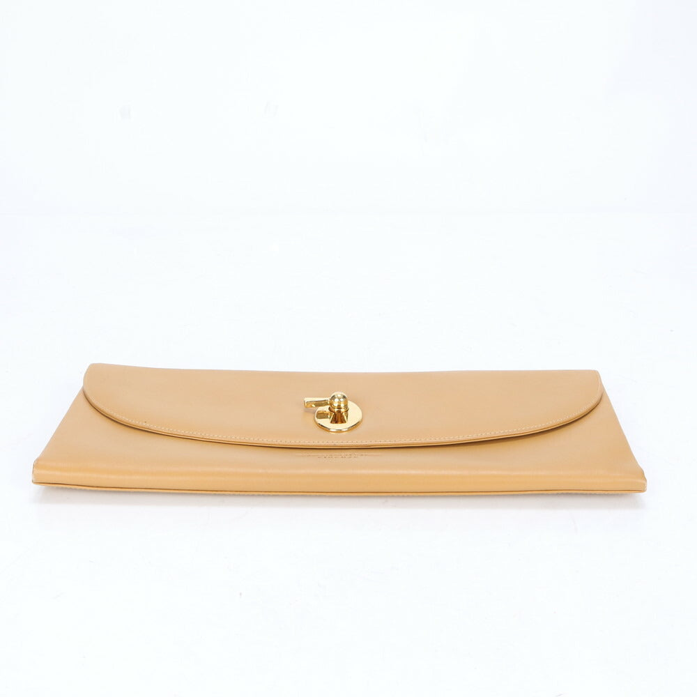 美品 GIANFRANCO LOTTI ジャンフランコロッティ ベージュ レザー クラッチ バッグ ハンド ポーチ 本革 レディース MMM CC18-1