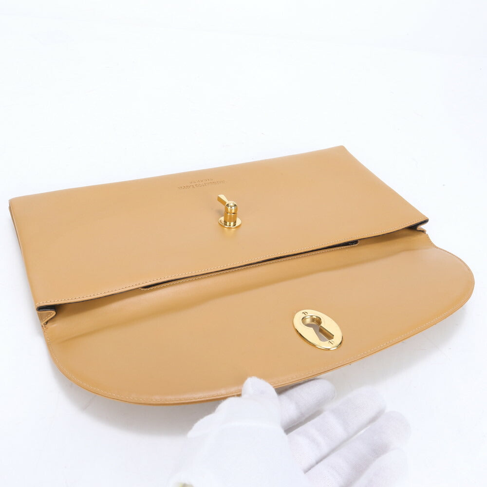 美品 GIANFRANCO LOTTI ジャンフランコロッティ ベージュ レザー クラッチ バッグ ハンド ポーチ 本革 レディース MMM CC18-1