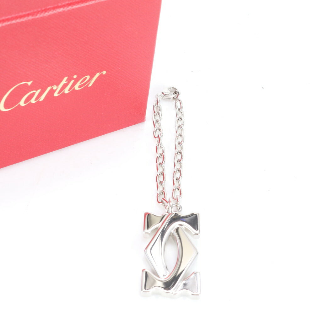 極美品 カルティエ 2C ロゴ モチーフ キーホルダー チャーム シルバー メンズ レディース RRM CE22-2