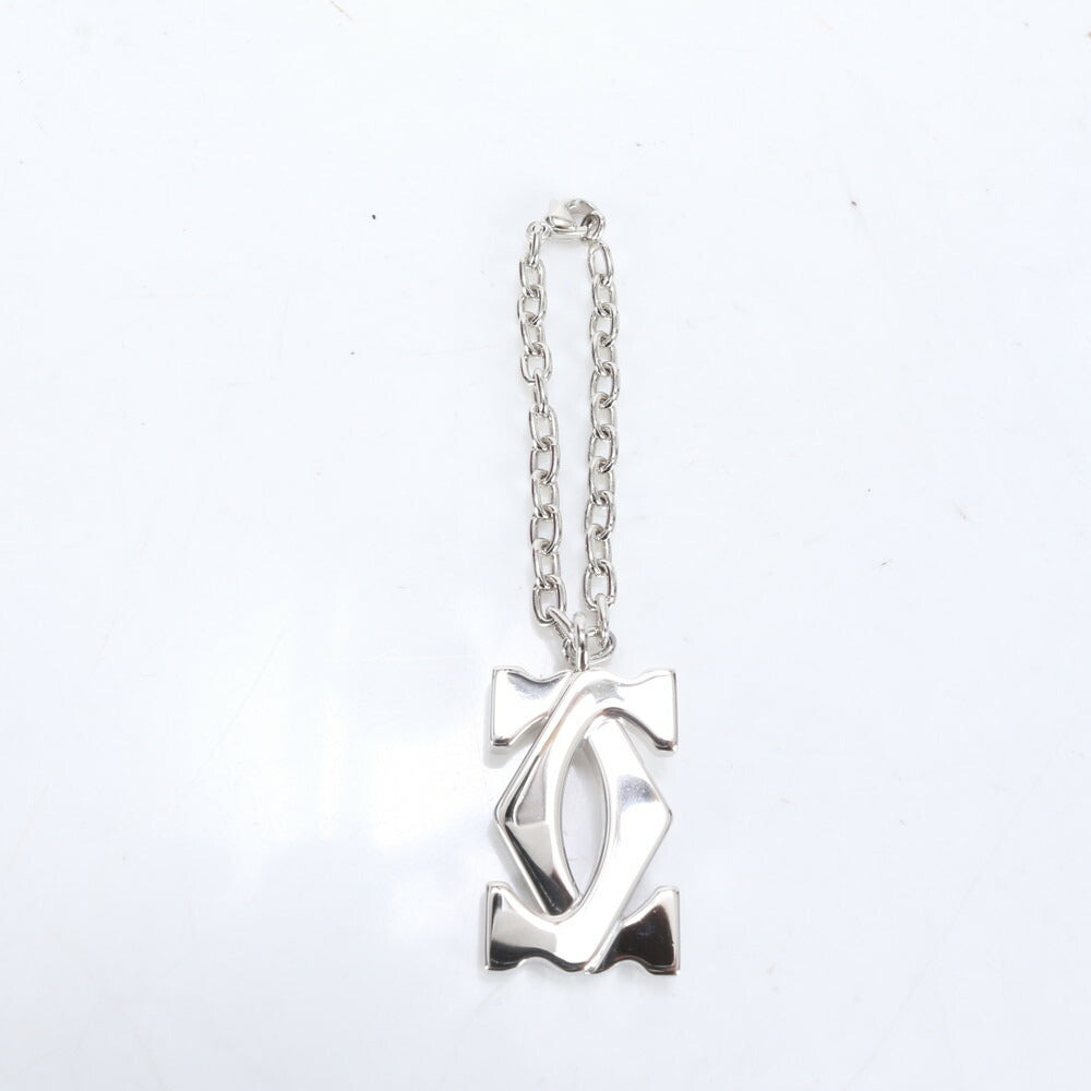 極美品 カルティエ 2C ロゴ モチーフ キーホルダー チャーム シルバー メンズ レディース RRM CE22-2