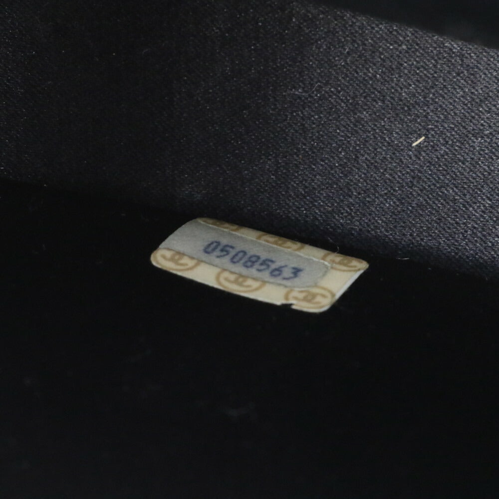 美品 シャネル シリアルシール付 マトラッセ サテン ハーフムーン ラインストーン ショルダーバッグ 斜め掛け 黒 レディース RUE CF24-5