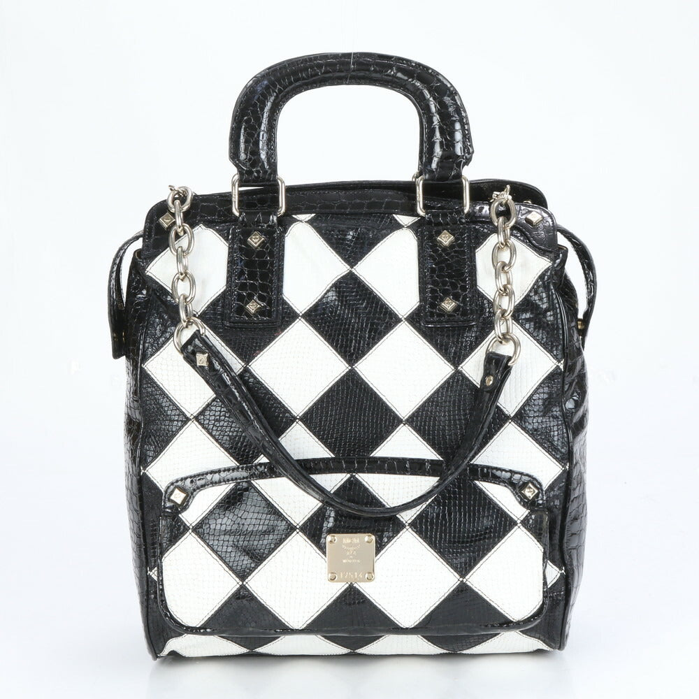 MCM エムシーエム クロコダイル パイソン エンボス パテント レザー 2WAY トート バッグ 肩掛け ショルダー ハンド レディース EUE CG7-9