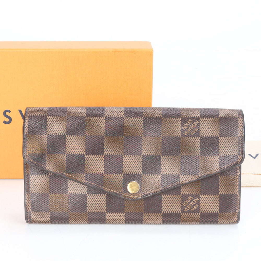 極美品 現行品 ルイヴィトン RFID ダミエ ポルトフォイユ サラ N63209 レザー 長財布 ロング ウォレット メンズ レディース ECE CG10-7
