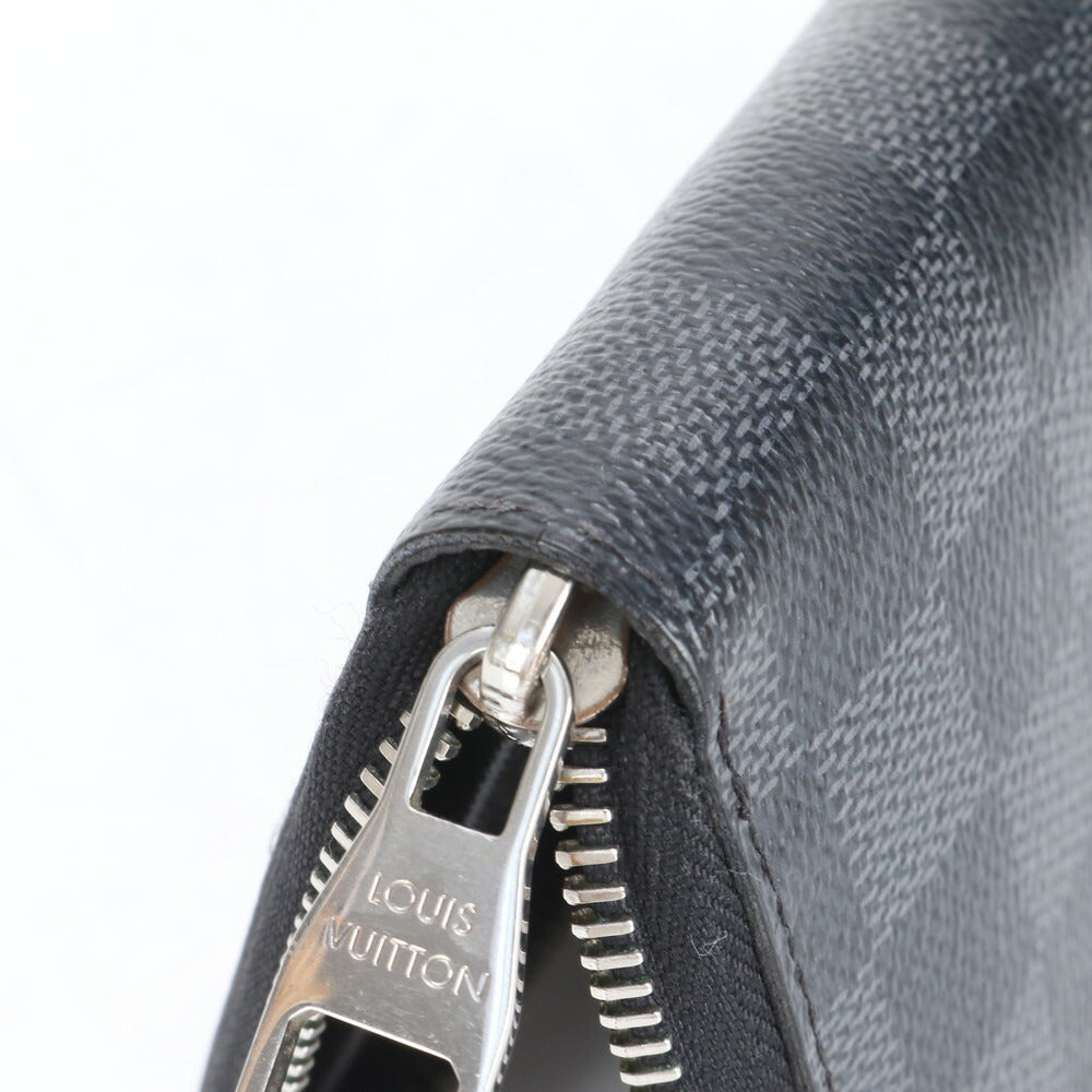 美品 ルイヴィトン ダミエ グラフィット ジッピー ウォレット ヴェルティカル N63095 レザー 長財布 メンズ MCM CG26-6