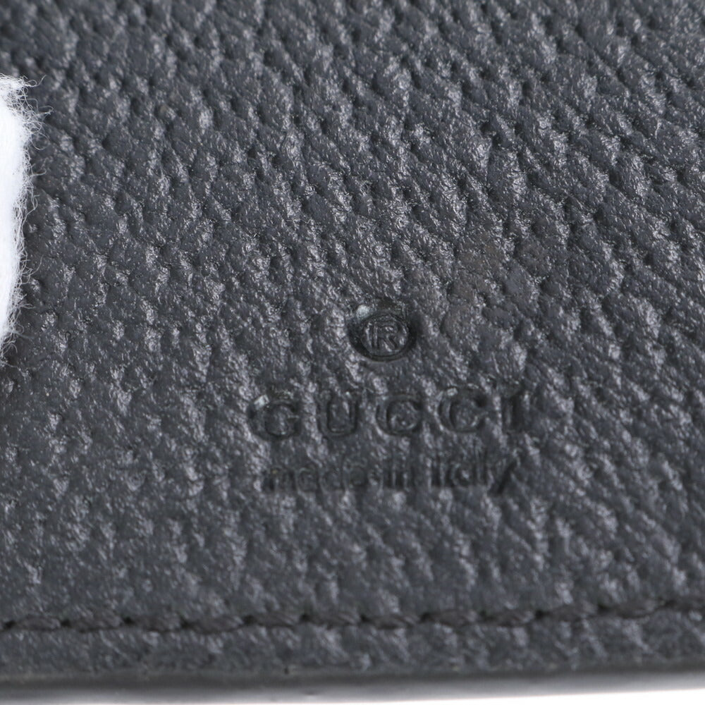 極美品 グッチ GG マーモント ダブル G レザー キーケース 6連 キーリング 435305 ブラック ゴールド メンズ レディース ECE CG20-1