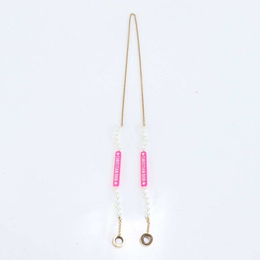 極美品 クリスチャンディオール AirPods チェーンホルダー ネックレス フェイクパール ゴールド アクセサリー レディース RCE CH1-7