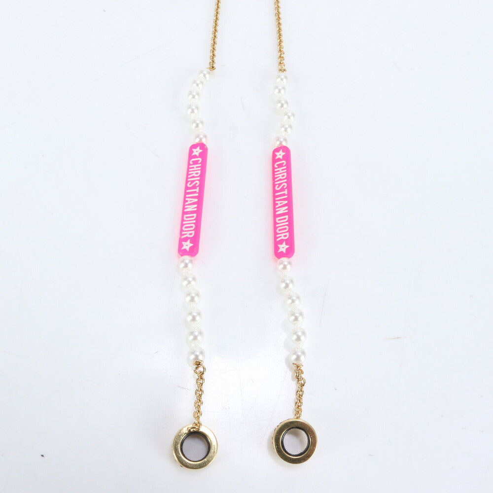 極美品 クリスチャンディオール AirPods チェーンホルダー ネックレス フェイクパール ゴールド アクセサリー レディース RCE CH1-7