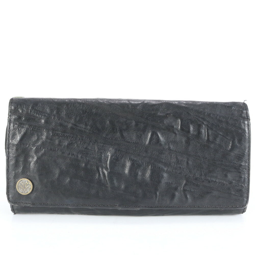 タケオキクチ レザー 長財布 二つ折り ロング ウォレット ラウンドファスナー ブラック 黒 シルバー 金具 ビジネス メンズ ECE CH6-5