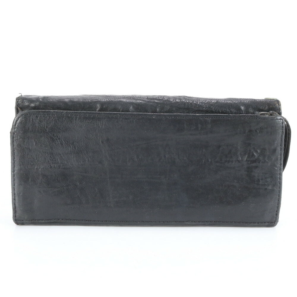 タケオキクチ レザー 長財布 二つ折り ロング ウォレット ラウンドファスナー ブラック 黒 シルバー 金具 ビジネス メンズ ECE CH6-5