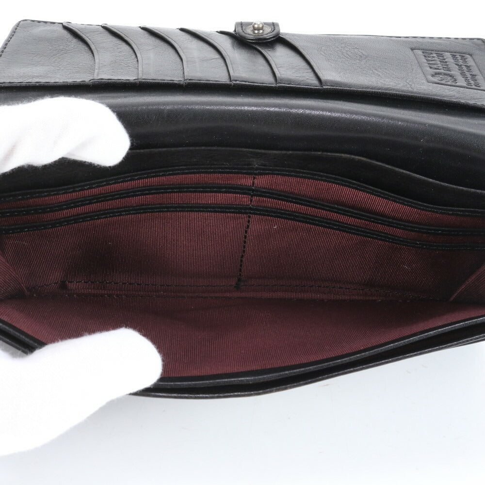 タケオキクチ レザー 長財布 二つ折り ロング ウォレット ラウンドファスナー ブラック 黒 シルバー 金具 ビジネス メンズ ECE CH6-5