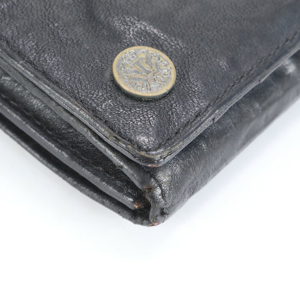 タケオキクチ レザー 長財布 二つ折り ロング ウォレット ラウンドファスナー ブラック 黒 シルバー 金具 ビジネス メンズ ECE CH6-5