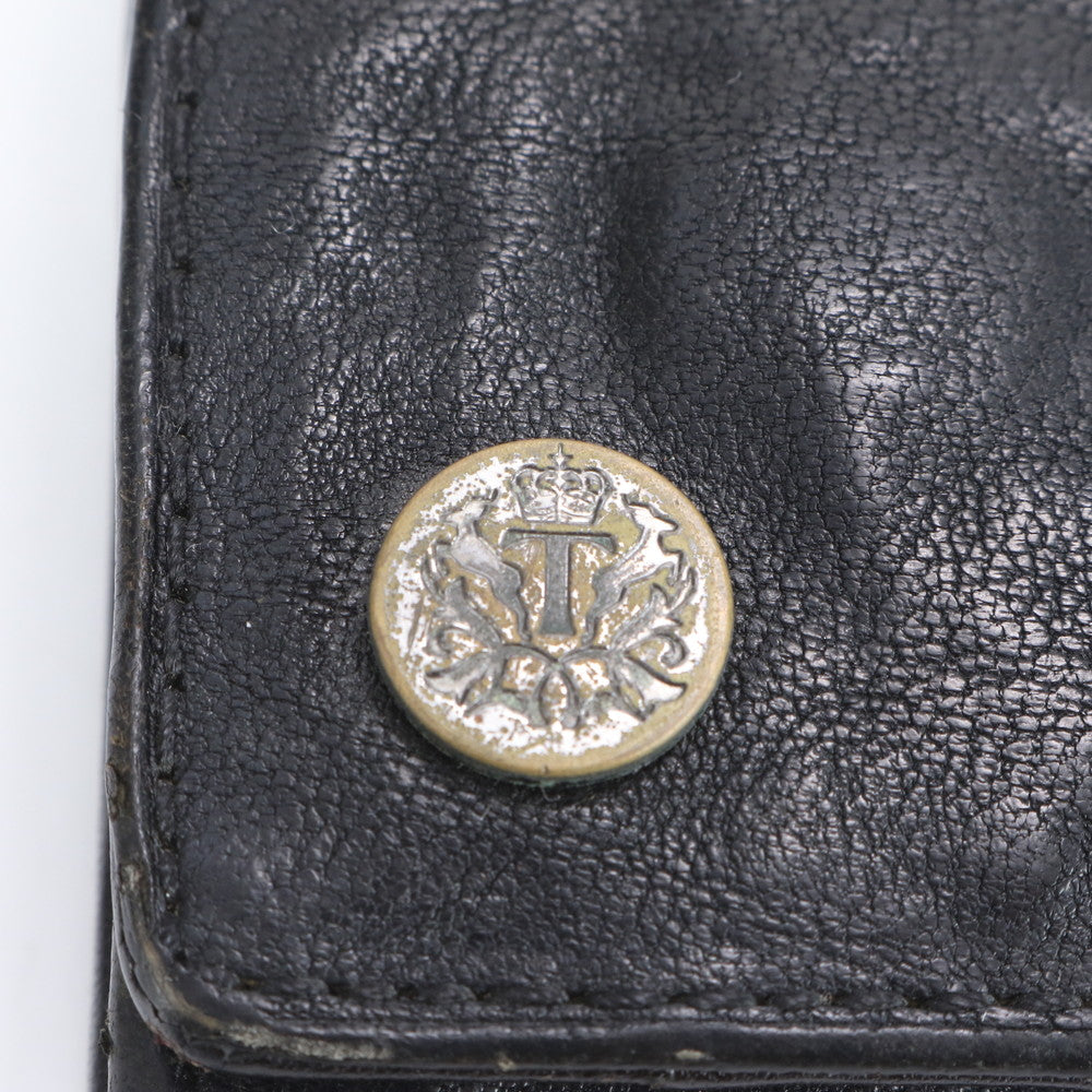 タケオキクチ レザー 長財布 二つ折り ロング ウォレット ラウンドファスナー ブラック 黒 シルバー 金具 ビジネス メンズ ECE CH6-5