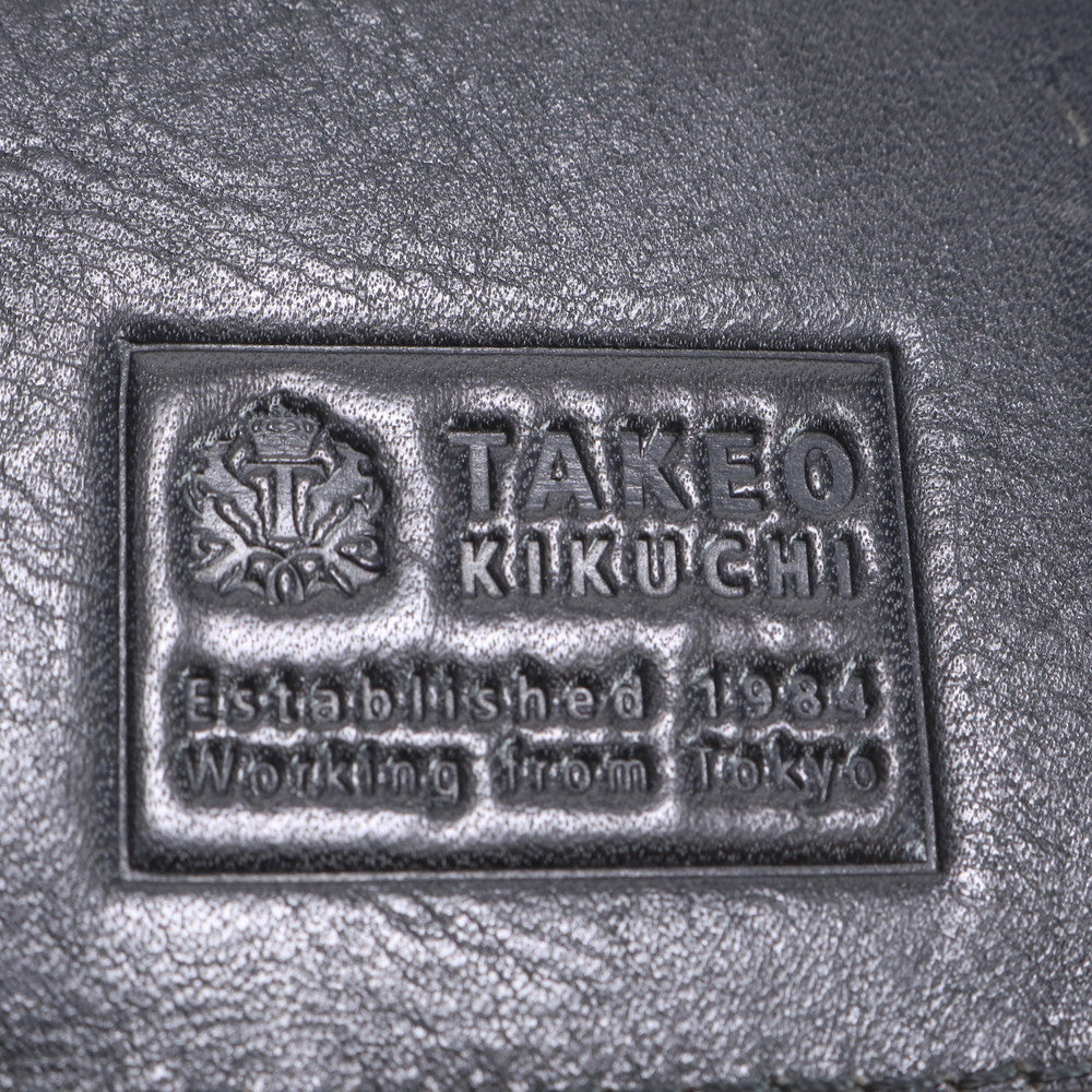 タケオキクチ レザー 長財布 二つ折り ロング ウォレット ラウンドファスナー ブラック 黒 シルバー 金具 ビジネス メンズ ECE CH6-5