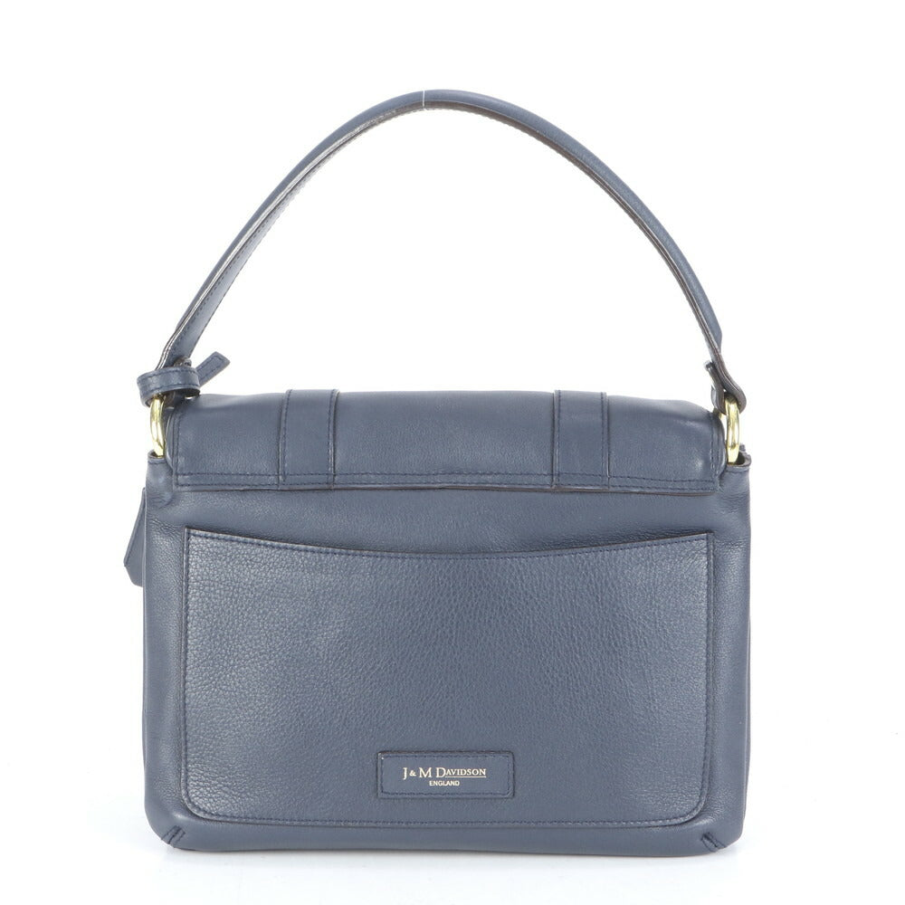極美品 J&M DAVIDSON レザー ハンドバッグ トップハンドル ネイビー 紺 トート ショルダー ゴールド 金具 レディース RRE CH16-2