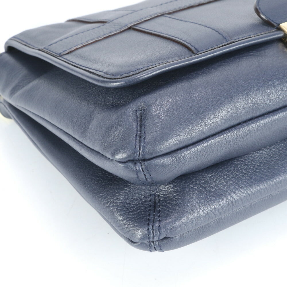 極美品 J&M DAVIDSON レザー ハンドバッグ トップハンドル ネイビー 紺 トート ショルダー ゴールド 金具 レディース RRE CH16-2