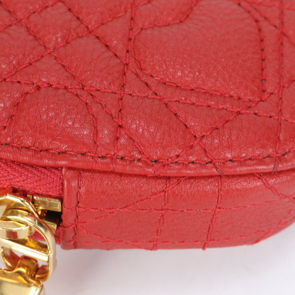 未使用 クリスチャンディオール カロ ハート カナージュ チェーン レザー ショルダーバッグ ポーチ 斜め掛け レディース ECE CI10-4