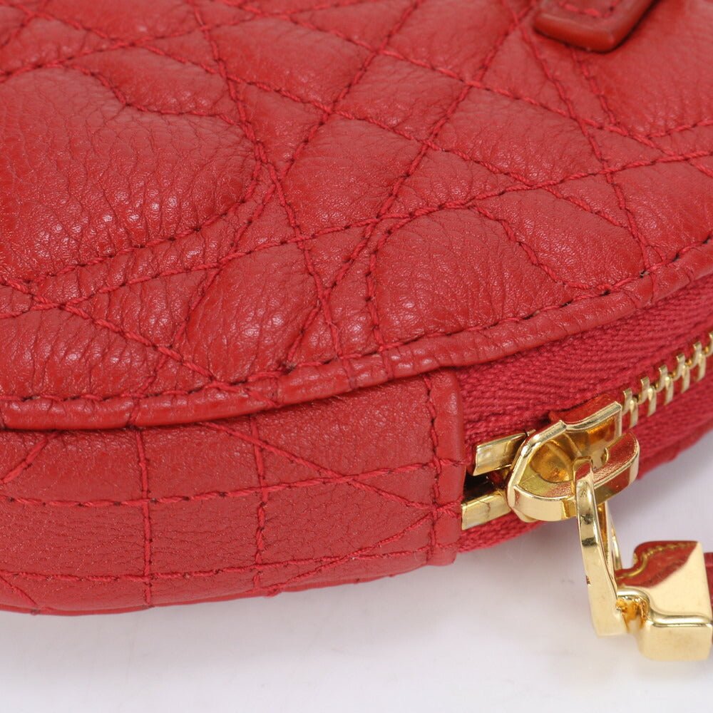 未使用 クリスチャンディオール カロ ハート カナージュ チェーン レザー ショルダーバッグ ポーチ 斜め掛け レディース ECE CI10-4