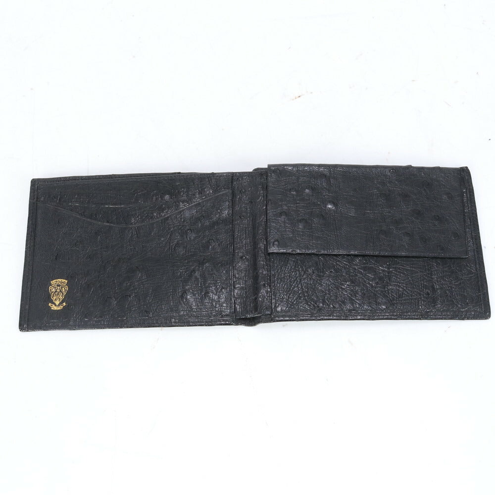 美品 オールド グッチ オーストリッチ レザー 二つ折り 財布 ウォレット 本革 ブラック 黒 紳士 ブランド メンズ MCM CI21-1