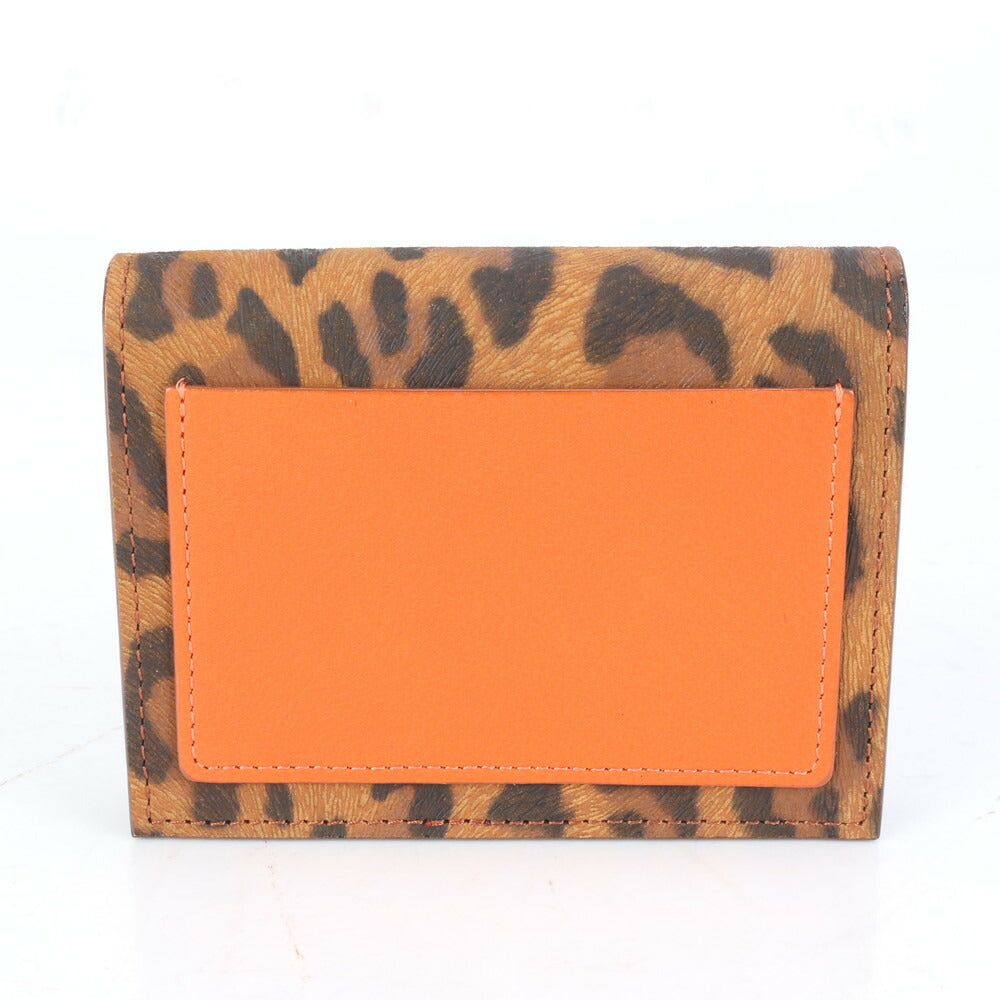 美品 A.D.M.J. アクセソワ ドゥ マドモアゼル ギャランティカード付 カードケース 名刺入れ 二つ折り 財布 ヒョウ柄 レディース RRE CJ2-8