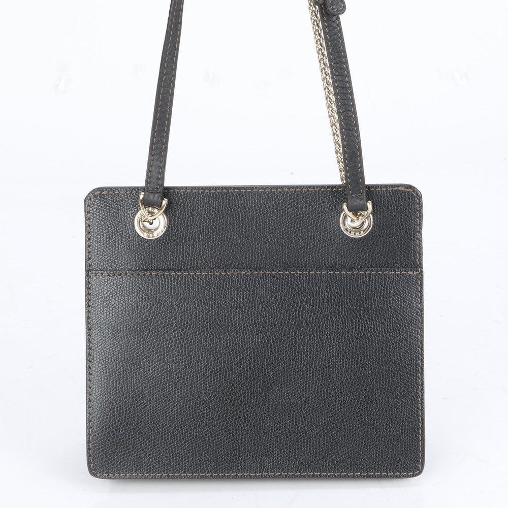 極美品 フルラ ライク レザー 2WAY ゴールド チェーン ショルダーバッグ 斜め掛け ハンド トート ブラック 黒 レディース RCE CI22-9