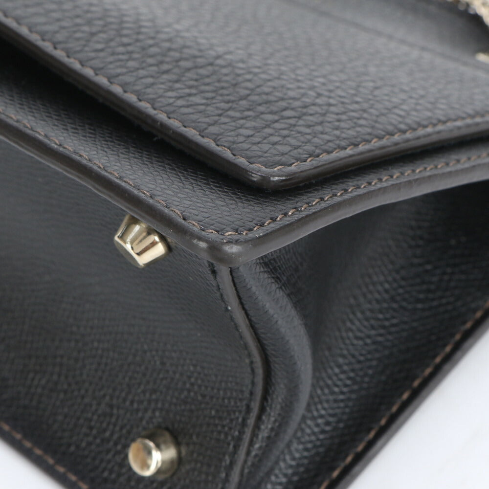 極美品 フルラ ライク レザー 2WAY ゴールド チェーン ショルダーバッグ 斜め掛け ハンド トート ブラック 黒 レディース RCE CI22-9