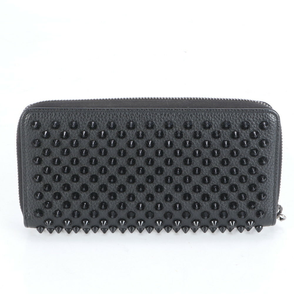 極美品 クリスチャンルブタン パネトーネ スパイク スタッズ レザー 長財布 二つ折り ロング ウォレット 黒 レディース RRE CJ3-4