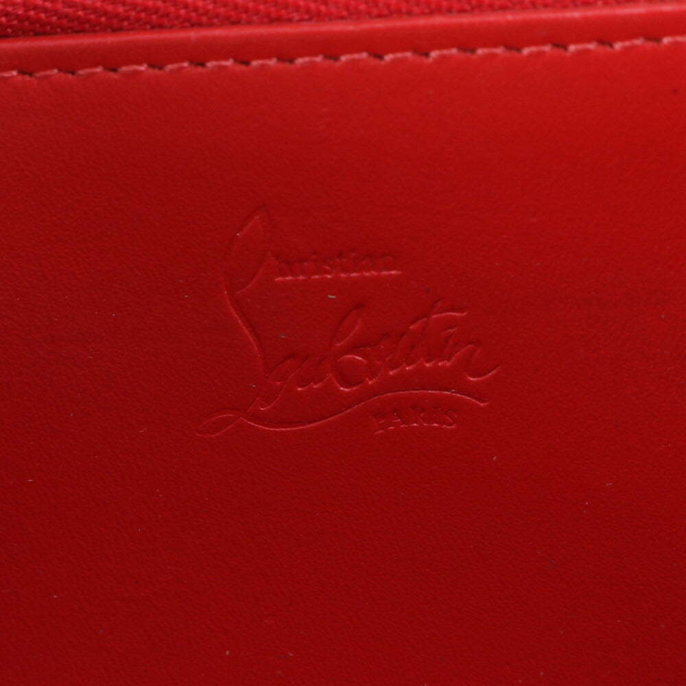 極美品 クリスチャンルブタン パネトーネ スパイク レザー 長財布 ロング ウォレット ラウンドファスナー 黒 レディース RRE CJ3-5