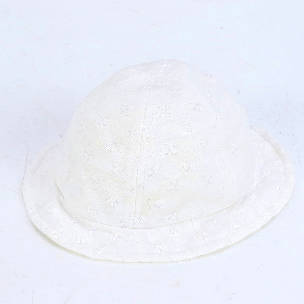 美品 セリーヌ トリオンフ 柄 刺繍 キッズ ベビー ホワイト 帽子 44cm ファッション おしゃれ ハット RUM CK23-7