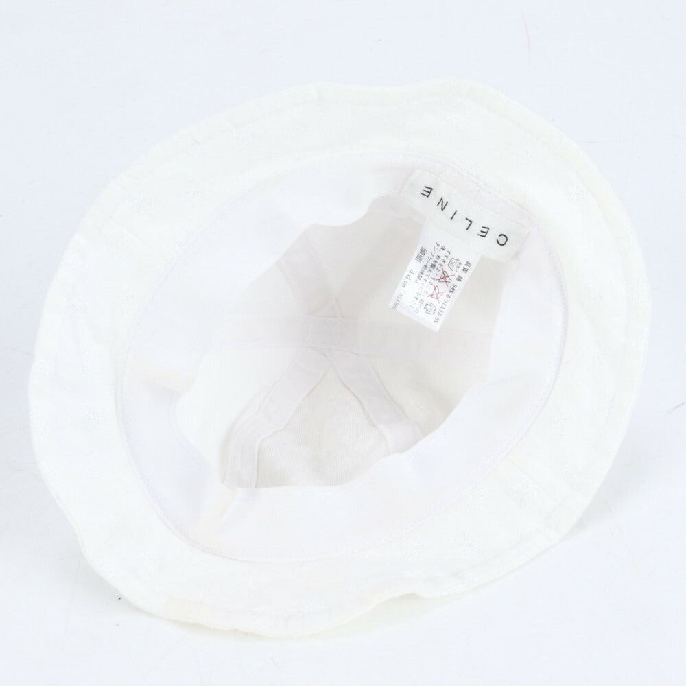 美品 セリーヌ トリオンフ 柄 刺繍 キッズ ベビー ホワイト 帽子 44cm ファッション おしゃれ ハット RUM CK23-7