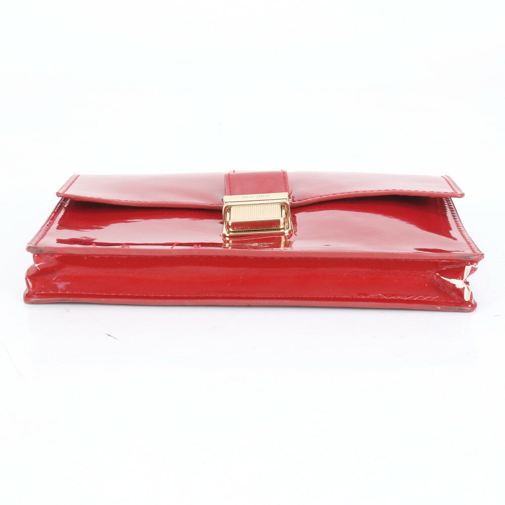 美品 ミュウミュウ パテント レザー クラッチ バッグ ハンド セカンド ポーチ トート ゴールド 金具 レディース RUE CK26-1